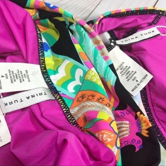 TRINA TURK 20th Anniversary Colorful Halter Tankini and Hipster Bikini Size 4 - Picture 7 of 7